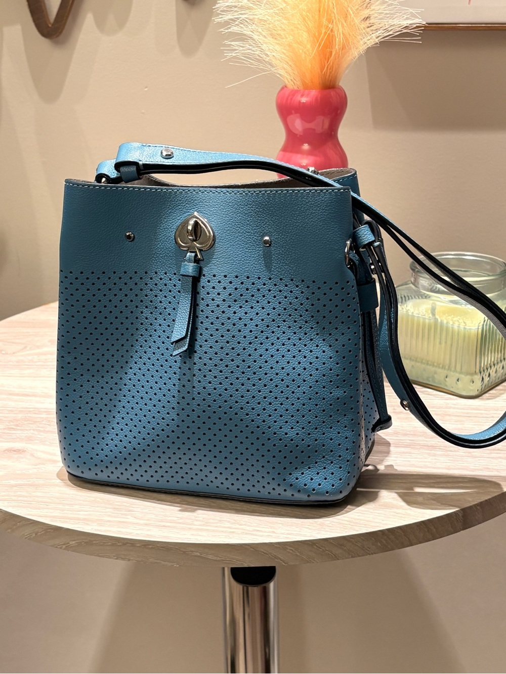 Perforated Blue Shoulder Bucket Bag - Kate Spade Inspired